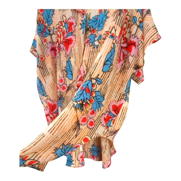 CUPSHE Floral & Stripe Oversized Swim Beach Cover-Up Shirt - Picture 7 of 9